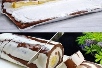 Rulad rapid cu biscuiți Plazma și banane – desert fără coacere, gata în 5 minute