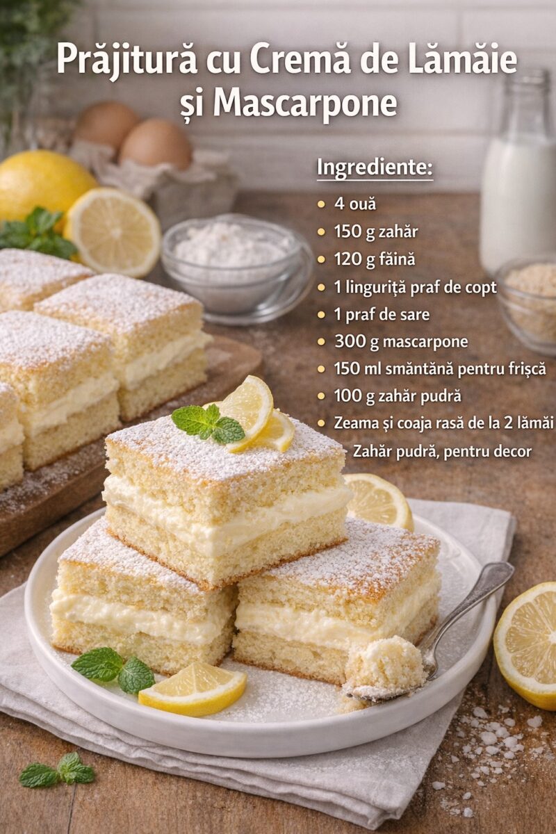 Prăjitură cu cremă de lămâie și mascarpone – fresh, fină și spectaculoasă
