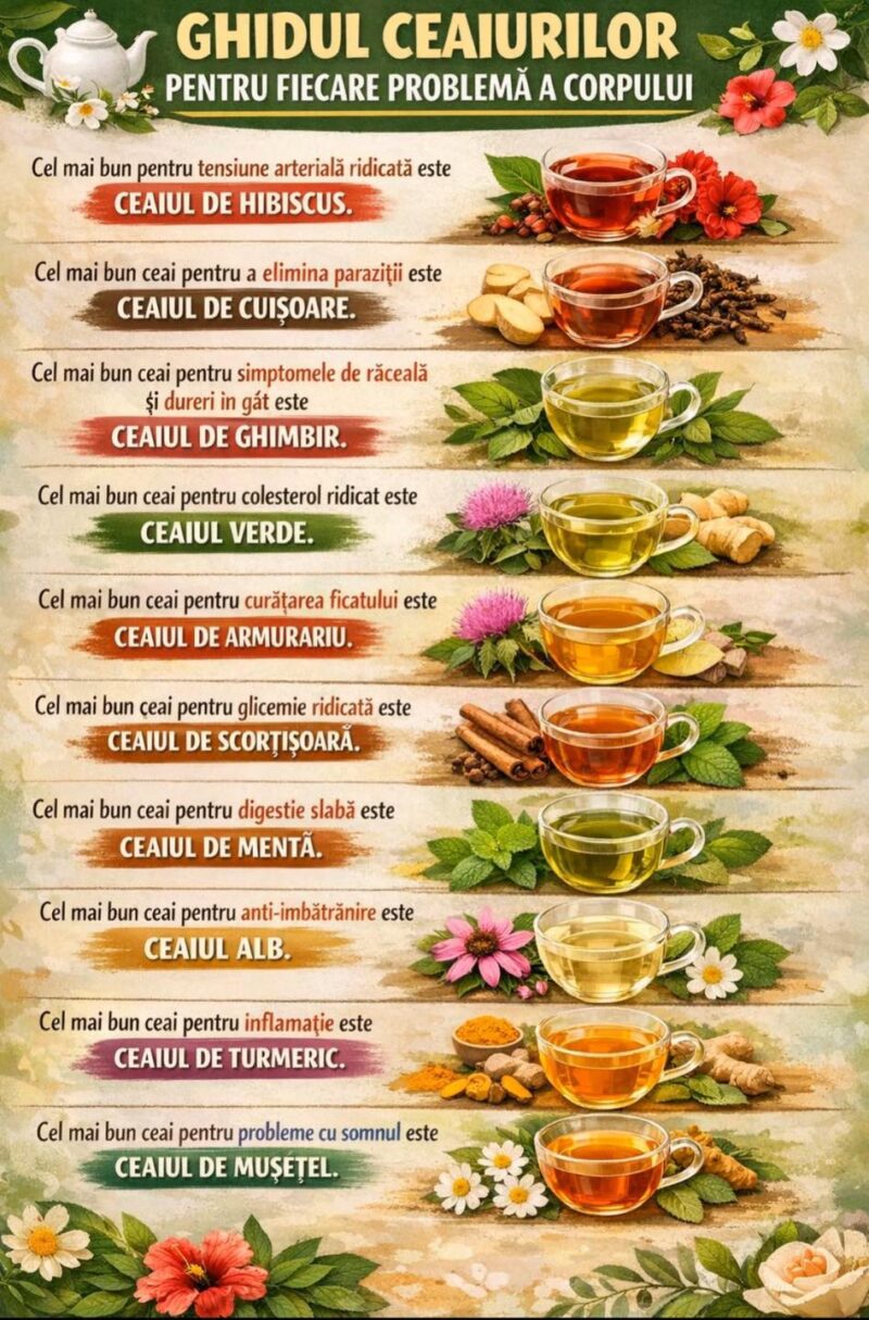 Ghid de ceaiuri pentru diverse afecțiuni și simptome