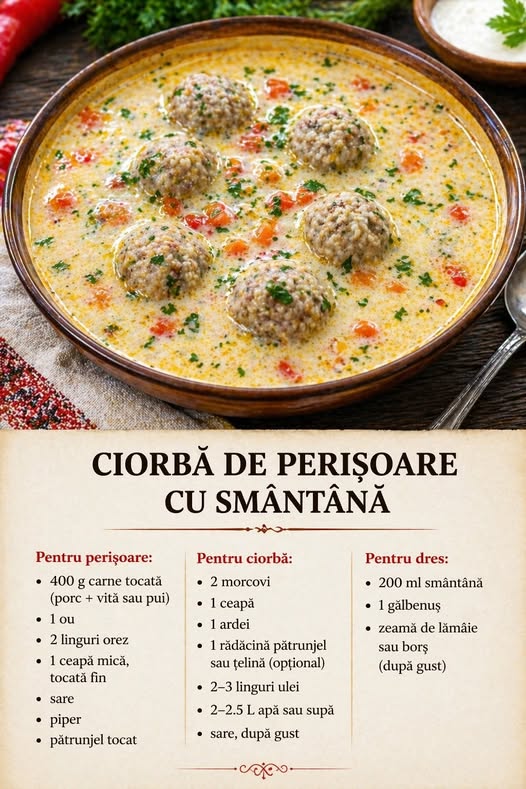  Ciorbă de perișoare cu smântână – gustoasă, acrișoară și reconfortantă