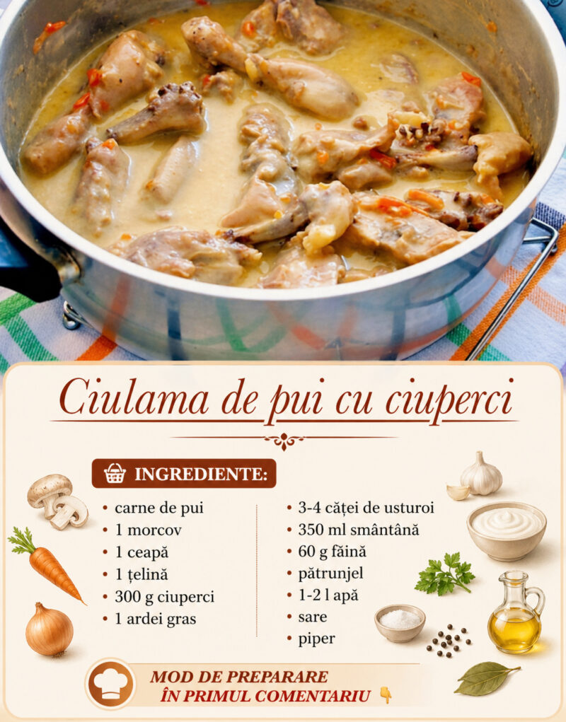 Ciulama de pui cu ciuperci 