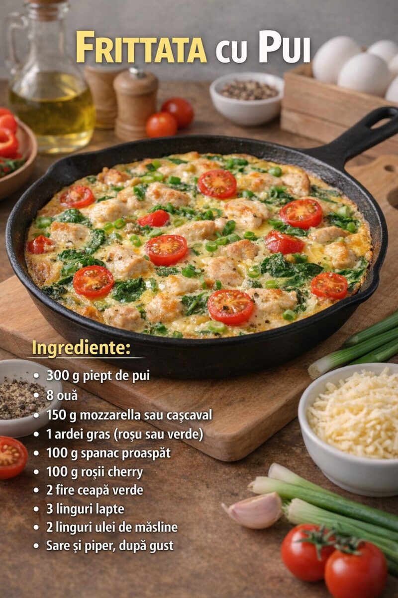 Frittata cu pui – rapidă, gustoasă și perfectă pentru orice moment al zilei