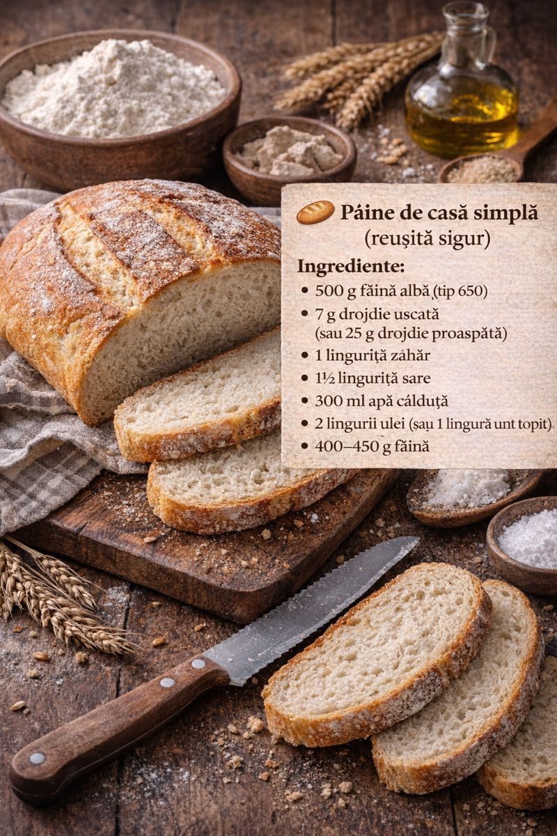 Pâine de casă – rețetă simplă, pufoasă și aromată