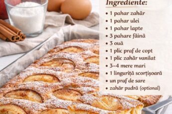Prăjitura 3 pahare cu mere (super virală) – rapidă, pufoasă și incredibil de gustoasă