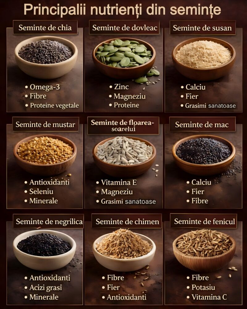 Principalii nutrienți din semințe și cum pot fi folosite în alimentație