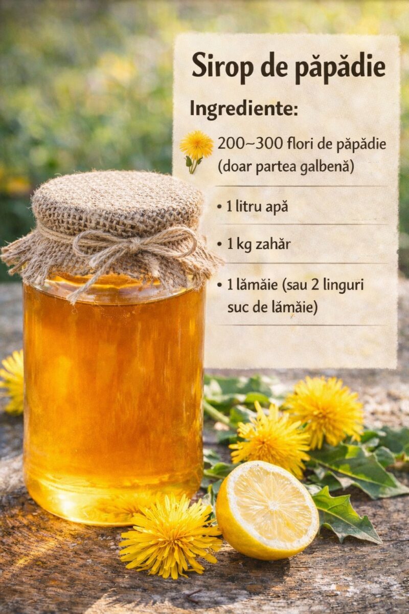 Sirop de păpădie – rețetă naturală, aromată și cu gust de primăvară