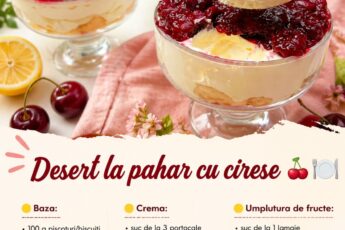 Desert la pahar cu portocale, cirese si crema fina – fresh si fara coacere