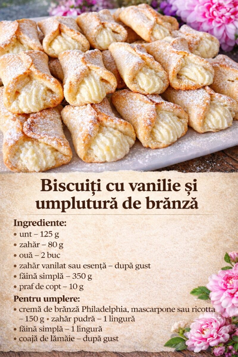 Biscuiti cu vanilie si umplutura de branza- Crocanti si usor de preparat