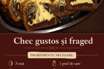 Chec gustos și fraged – Se prepară ușor, din 3 ouă, 200g făină, 5 linguri ulei, 2 linguri cacao, 8 liguri zahăr și…