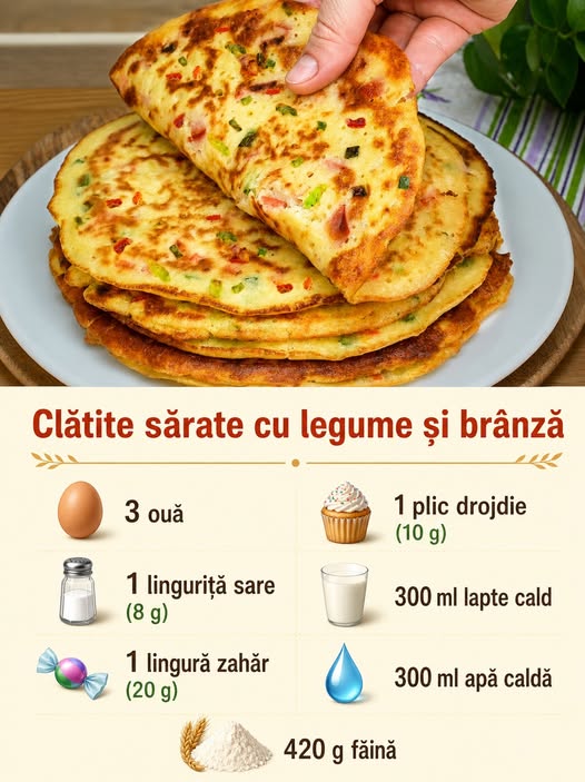 Clătite sărate cu legume și brânză