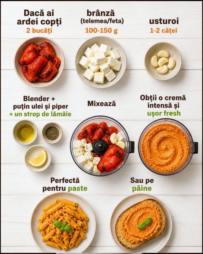 Cremă fină din ardei copți și brânză