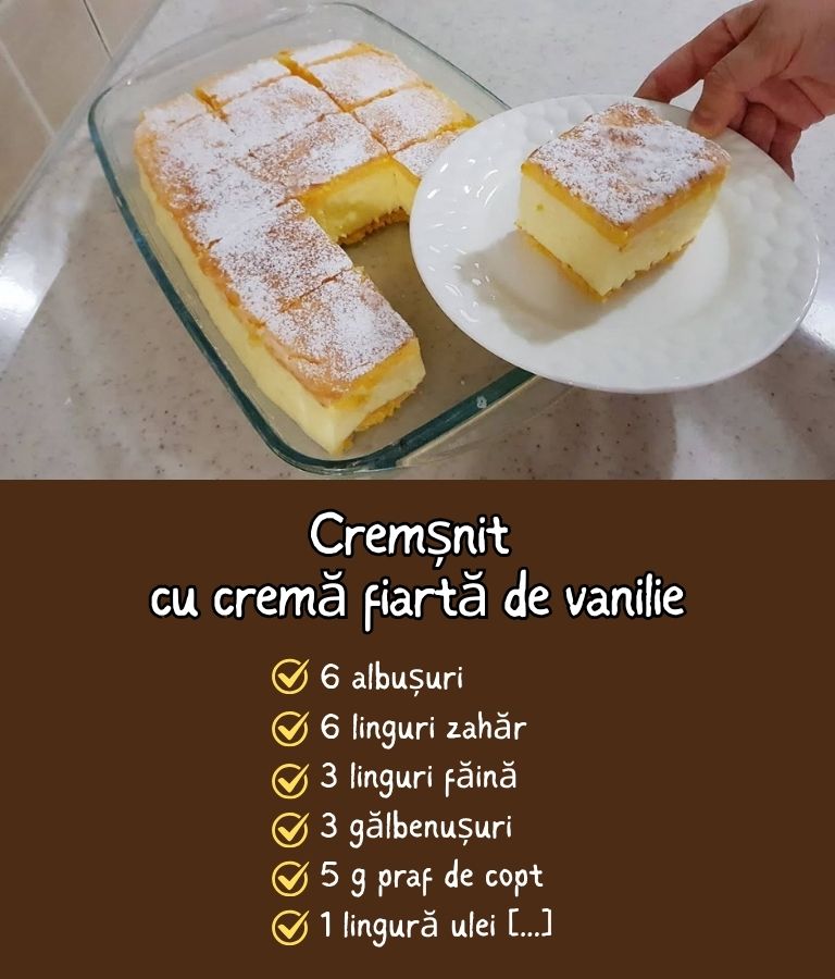 Cremșnit cu cremă fiartă de vanilie