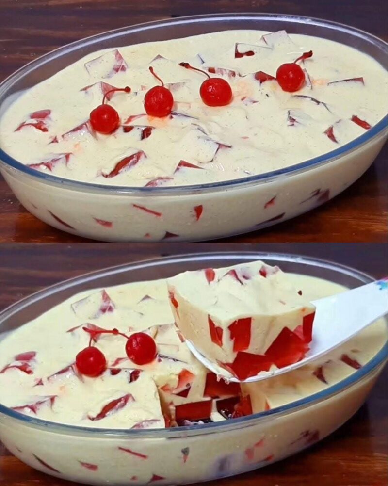 Desert delicios din 2 ingrediente, se topește în gură! Poate fi tăiat în cuburi sau luat cu lingura…