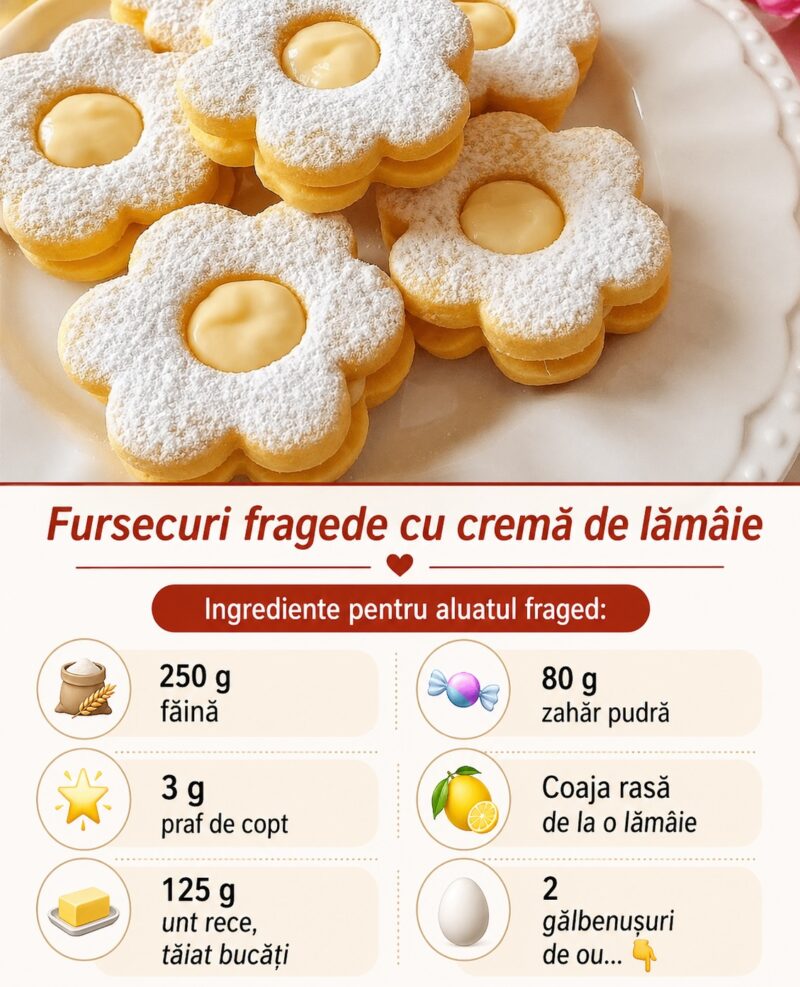 Fursecuri fragede cu cremă de lămâie – Delicate, aromate și perfecte lângă cafea