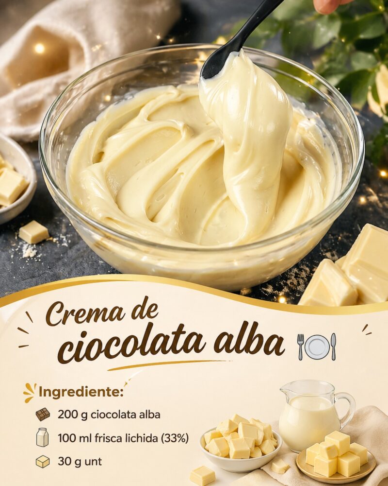 Ganache de ciocolata alba – crema perfecta pentru deserturi