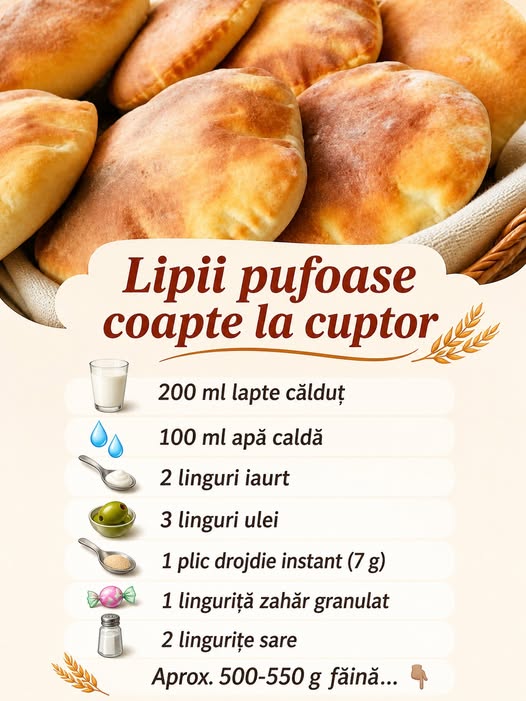 Lipii pufoase coapte la cuptor