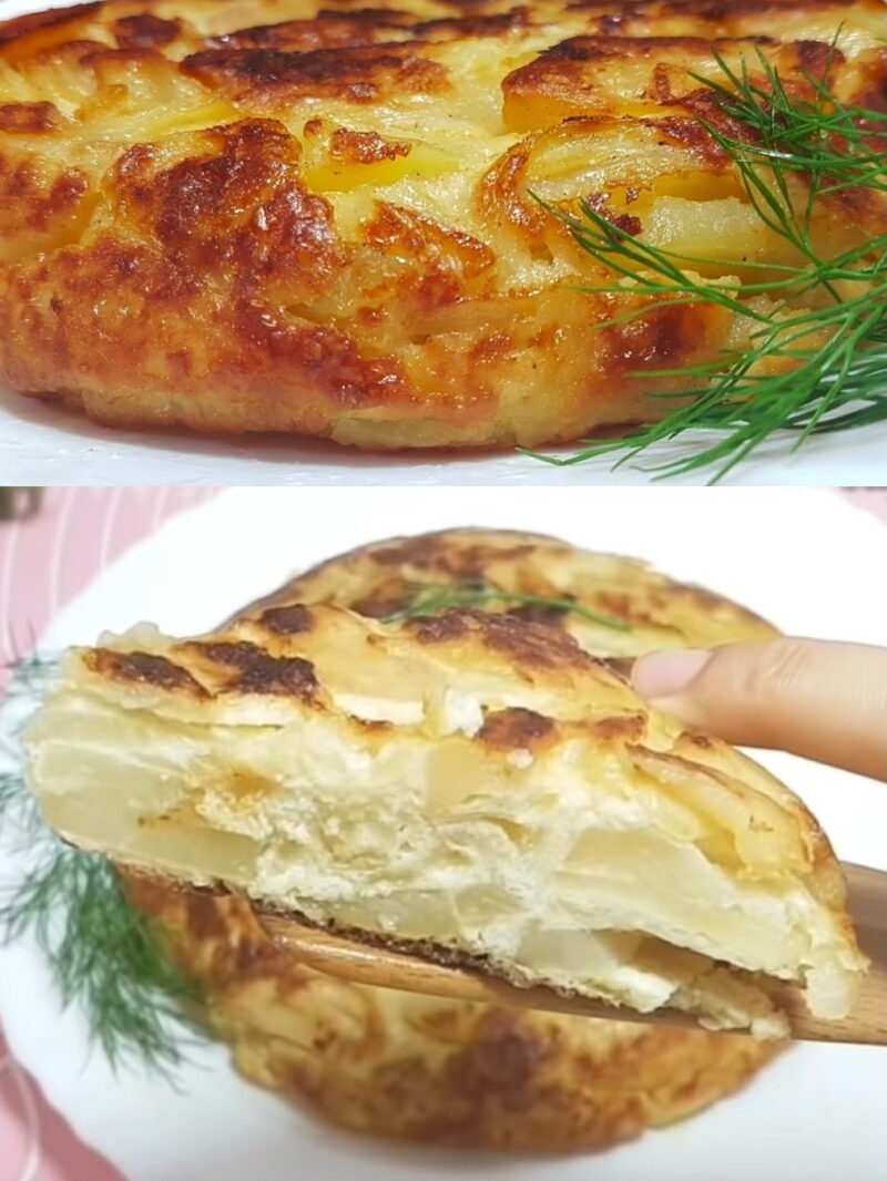 Un deliciu pentru prânz sau cină – Se prepară din 2 cartofi, 2 ouă, 1 ceapă, 50 ml lapte, 50 ml ulei, condimente și verdețuri...