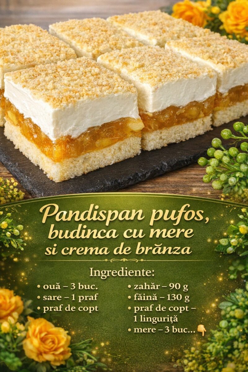 Pandispan pufos, budinca cu mere si crema de branza- Cea mai delicioasa combinatie pentru o prajitura