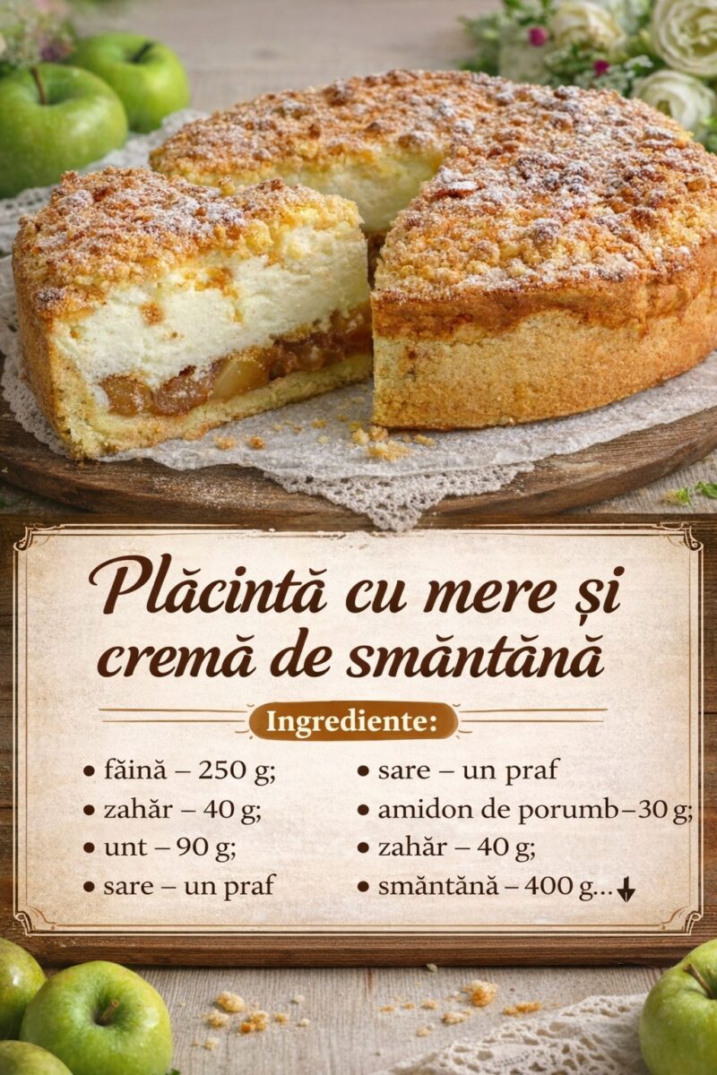 Placinta cu mere si crema de smantana- Super combinatie, foarte gusoasa si aromata
