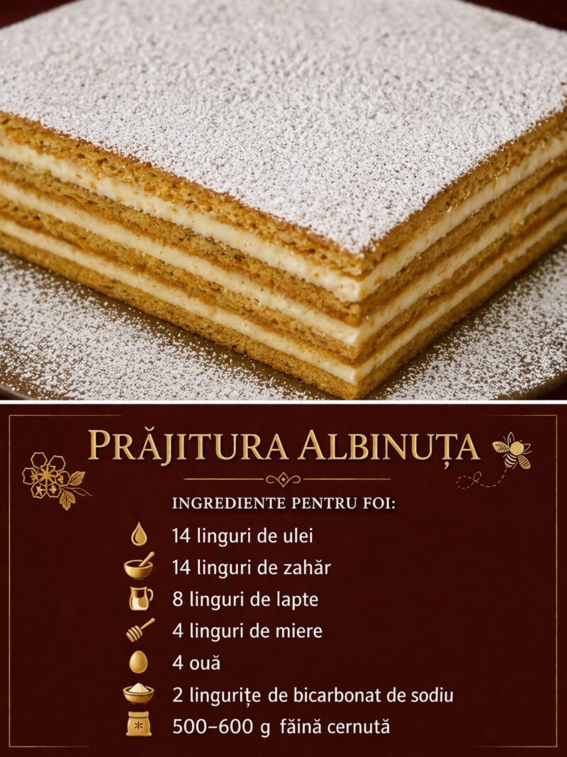 Prăjitura Albinuța 🐝– Prăjitură de casă ușoară și delicioasă, după rețeta mătușii mele