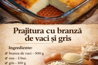 Prajitura cu branza de vaci si gris- Foarte pufoasa si aerisita, merge perfect la micul dejun
