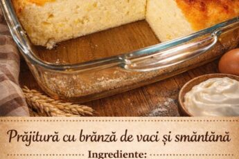Prajitura cu branza de vaci si smantana- Cremoasa si gustoasa, se combina perfect cu orice fel de gem