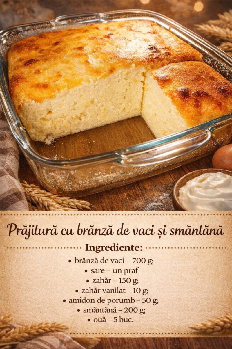 Prajitura cu branza de vaci si smantana- Cremoasa si gustoasa, se combina perfect cu orice fel de gem