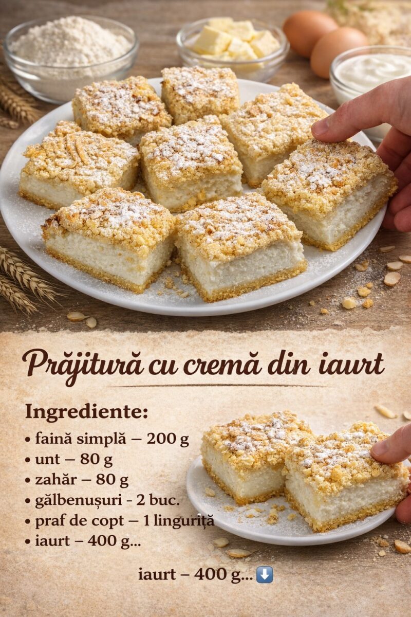 Prajitura cu crema din iaurt- Se face repede, din ingrediente putine. Merita incercata