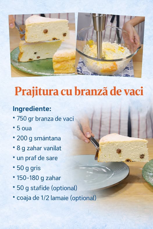 Prajitura delicioasa cu branza de vaci. Este grozava si nu se lasa