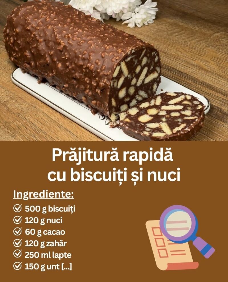  Prăjitură rapidă cu biscuiți și nuci 