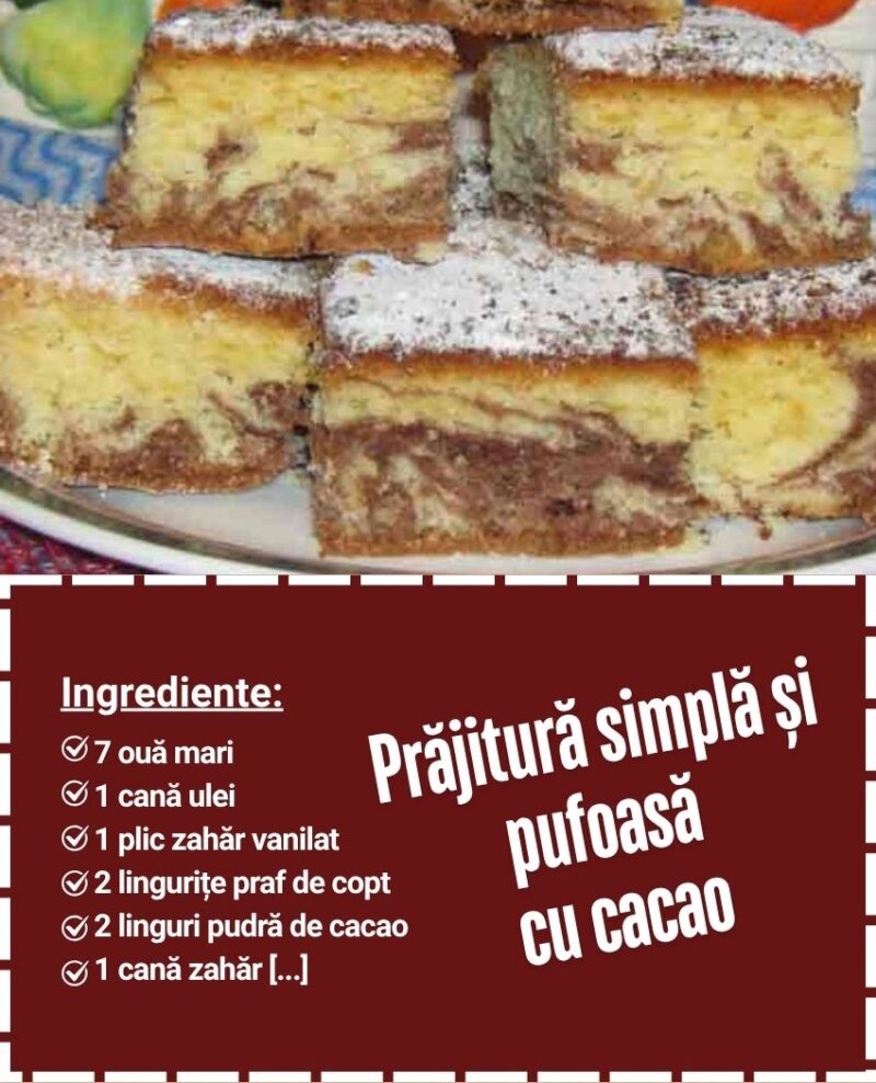 Prăjitură simplă și pufoasă cu cacao
