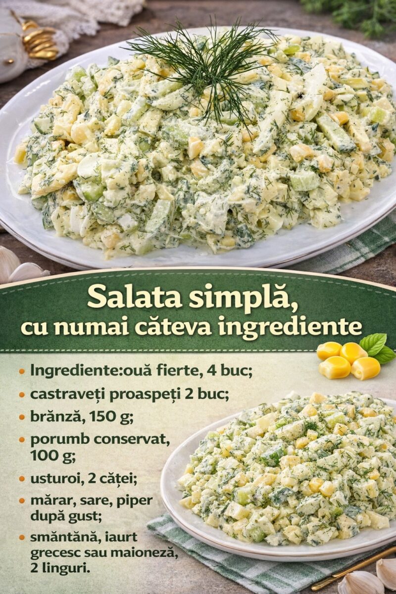 Salata simpla, cu numai cateva ingrediente- Cremoasa, sanatoasa si usor de facut