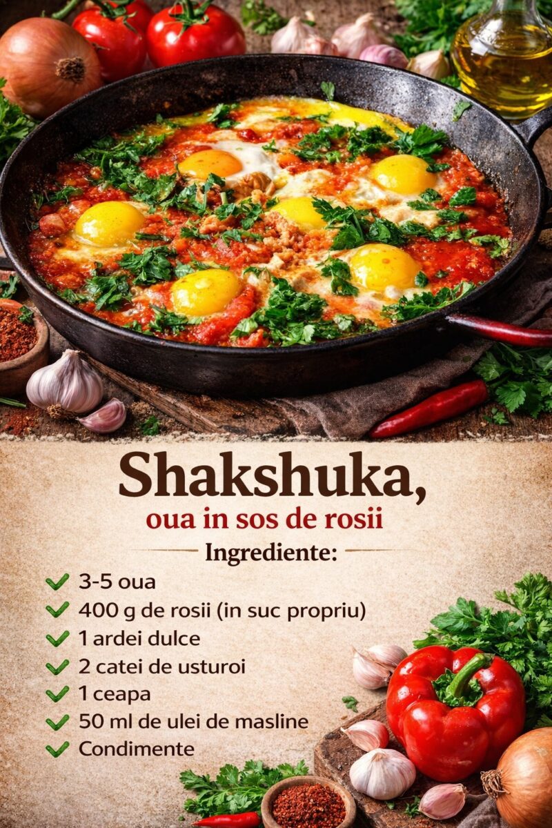 Shakshuka, oua in sos de rosii – O retetea perfecta pentru micul dejun