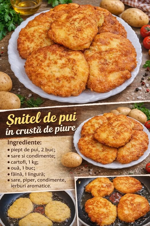 Snitel de pui in crusta de piure- Ies mult mai suculente si delicioase