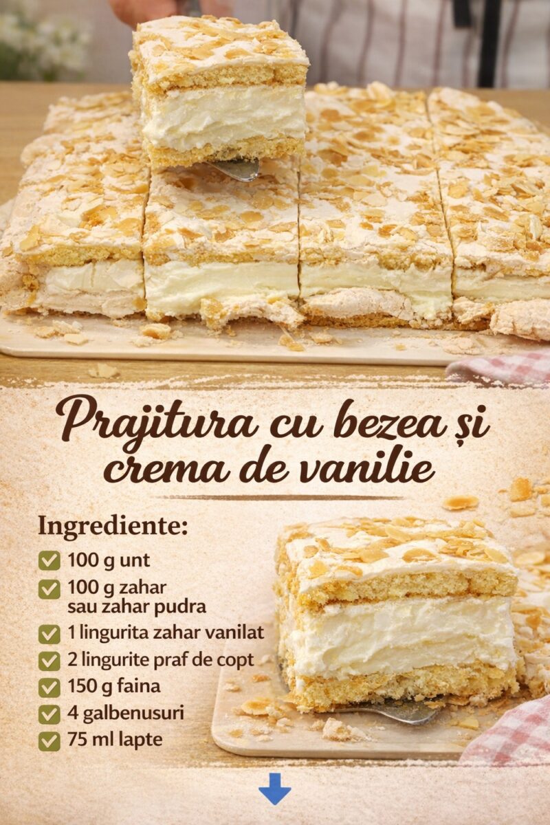 Tort norvegian cu bezea si crema de vanilie- Foarte gustos, il fac la ocazii speciale