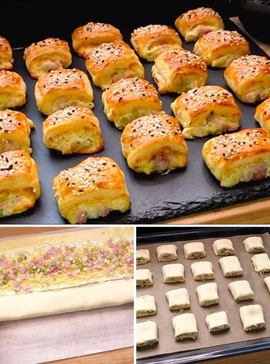 Aveți aluat de foietaj? Nimeni nu crede cât de ușor este acest truc! (Bombe cu brânză și șuncă 🧀🍖)