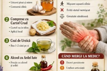 🌿 Durerile articulare îți dau bătăi de cap? Bătrânii foloseau remedii simple și naturale care sunt apreciate și astăzi 👌 🧄 Usturoi cu miere 🥔 Comprese cu cartof crud 🍵 Ceaiuri naturale 🌿 Uleiuri și masaje pentru articulații ✨ Descoperă cele mai populare sfaturi pentru articulații mai sănătoase și mai mobile!