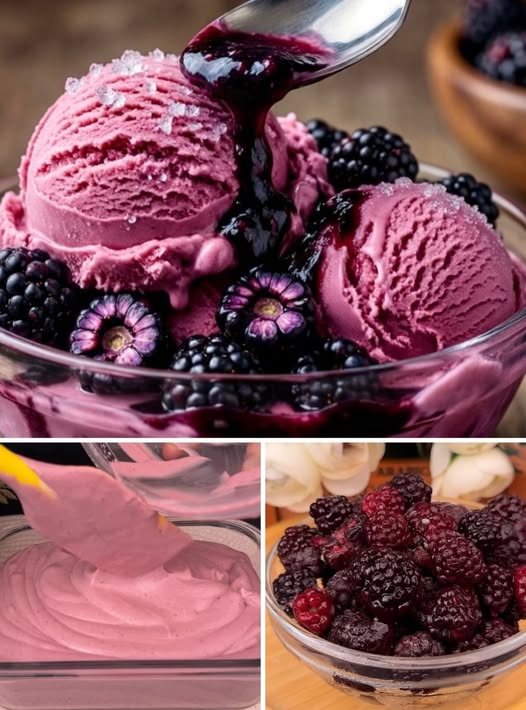 Înghețată cremoasă cu mure, făcută din doar 5 ingrediente simple!