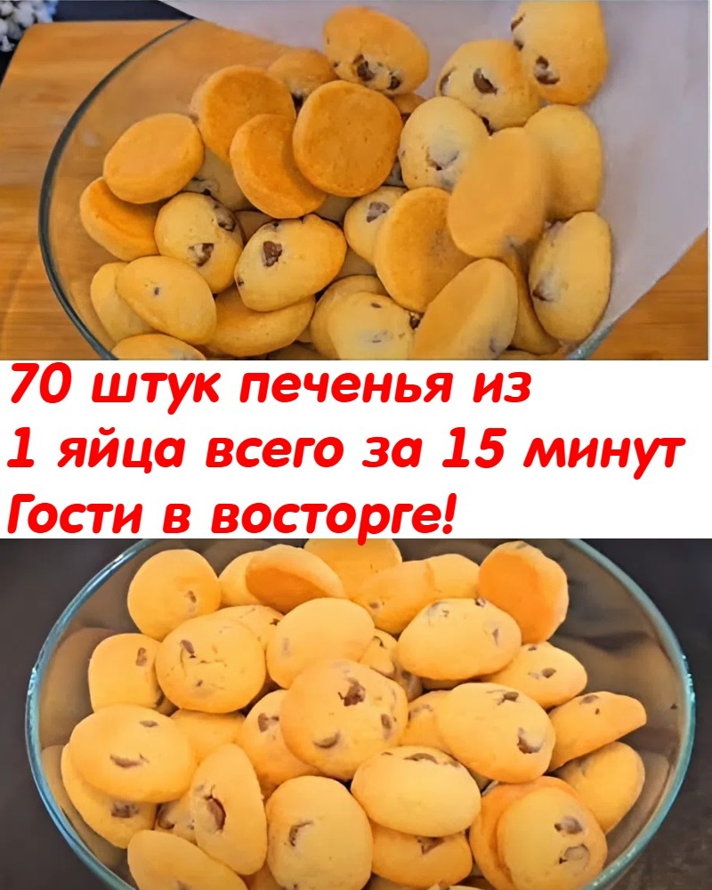 70 штук печенья из 1 яйца — всего за 15 минут! Готовлю по два раза в день, и всё равно просят ещё Гости в восторге, а для неожиданных визитов — просто палочка-выручалочка
