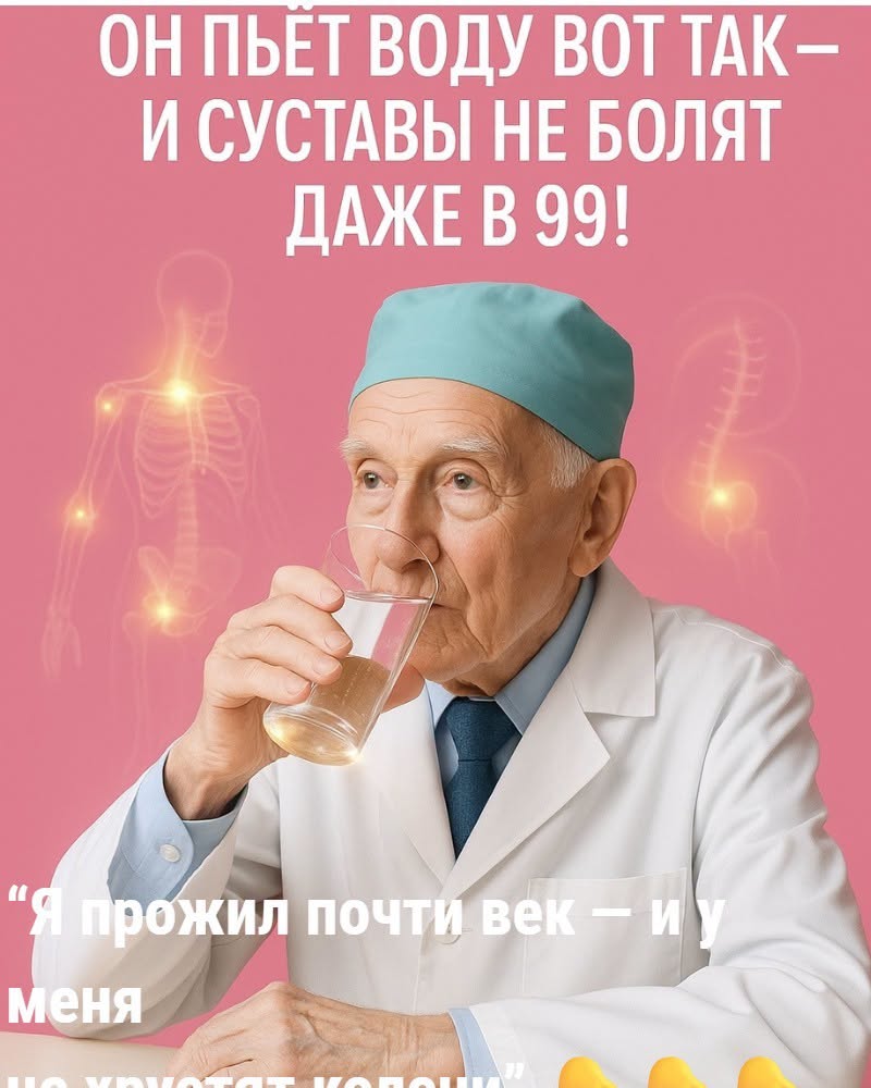 99-летний хирург: «Я никогда не пью воду вот так — суставы и кости скажут спасибо»