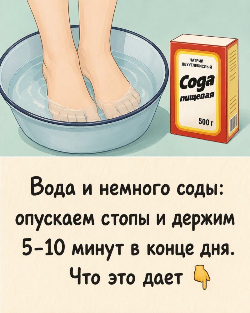 ода и немного соды: опускаем стопы и держим 5-10 минут в конце дня. Рассказываю в комментарии, что это дает 👇
